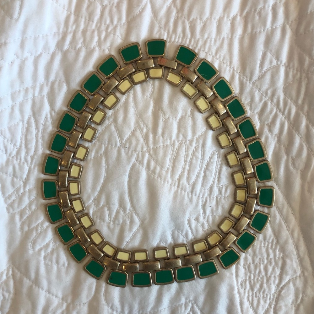 Green and gold statement necklaces